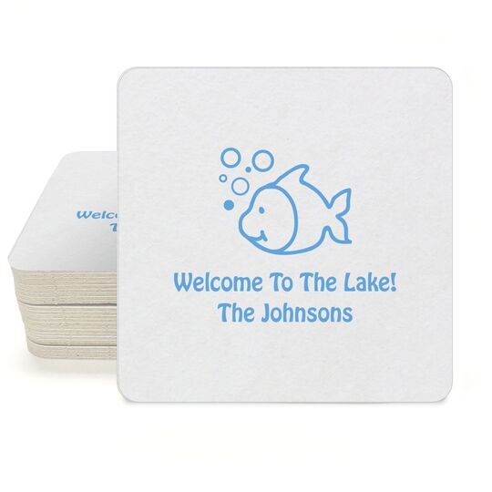Happy Little Fish Square Coasters